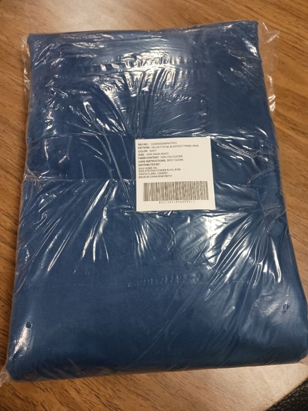 Velvet Total Blackout Curtain Panel Pair Navy 52inx84in/each NEW